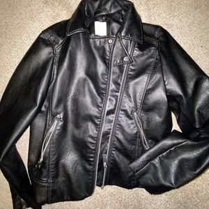 H&M faux leather jacket hip length